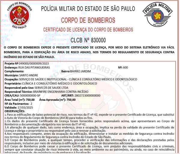 CLCB - certificar que um espaço corre baixo risco de incêndio
